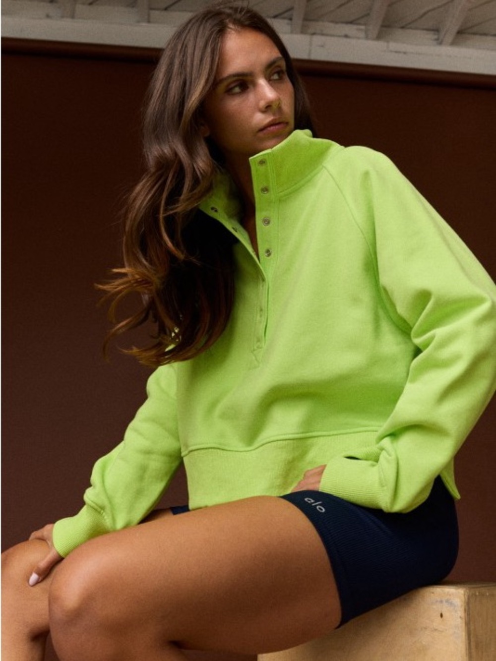 Neon Green Mockneck Pullover